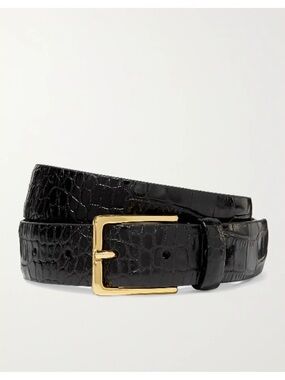 Anderson's Skinny Croc Effect Leather Belt, Black Size 75